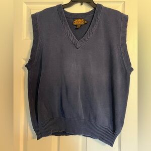 VINTAGE Eddie Bauer Sweater Vest Mens XL Tall Blue 100% Cotton Knit USA 90s